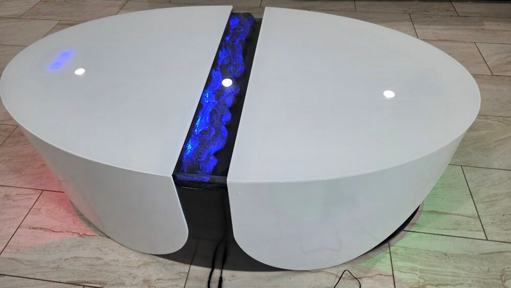 CT0312 F KRISTY COLLECTION COFFEE TABLE WHITE GLASS BLUETOOTH 3D