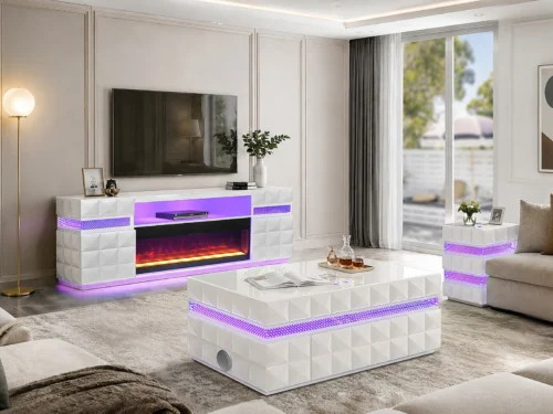 CT0313 F KRISTY COLLECTION COFFEE TABLE GLASS BLUETOOTH 3D