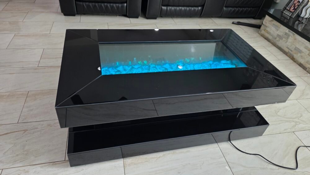CT 0312F kristy Collection Black coffee table glass W \ Bluetooth Speaker