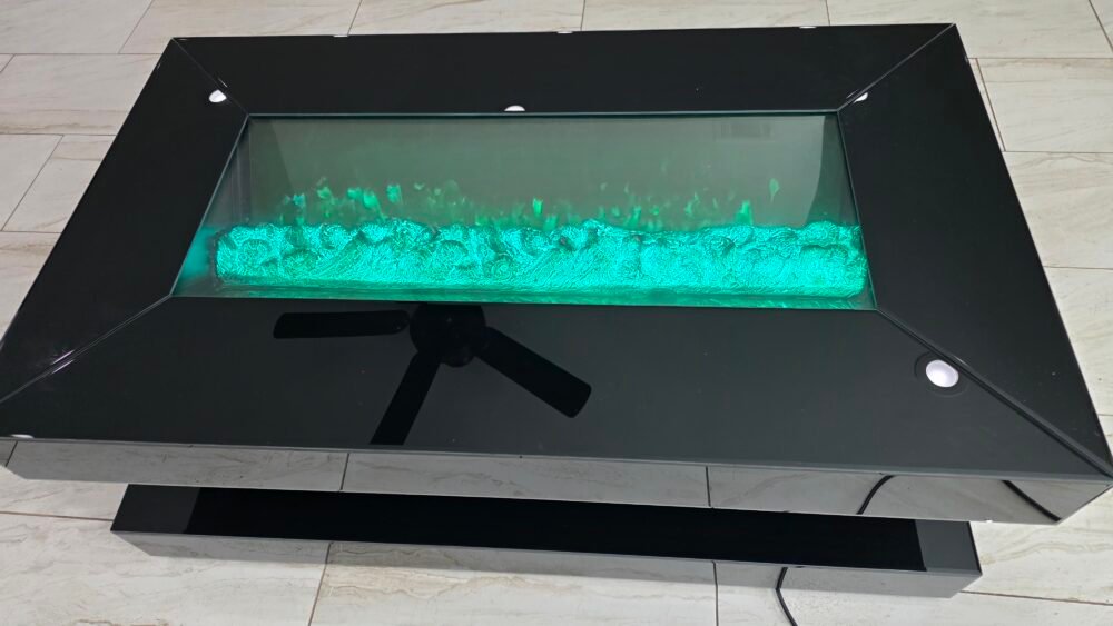 CT 0312F kristy Collection Black coffee table glass W \ Bluetooth Speaker