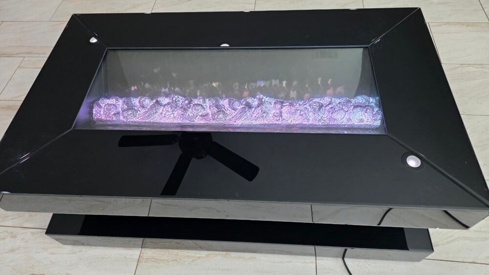 CT 0312F kristy Collection Black coffee table glass W \ Bluetooth Speaker