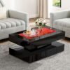 CT 0312F kristy Collection Black coffee table glass W \ Bluetooth Speaker