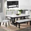 1320-6P-SB 13 VALENTINE (GENUINE) Marble Tbl/Wing Chairs,Bench20-6P