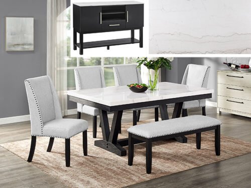 13 VALENTINE (GENUINE) Marble Tbl/Wing Chairs,Bench20-6P