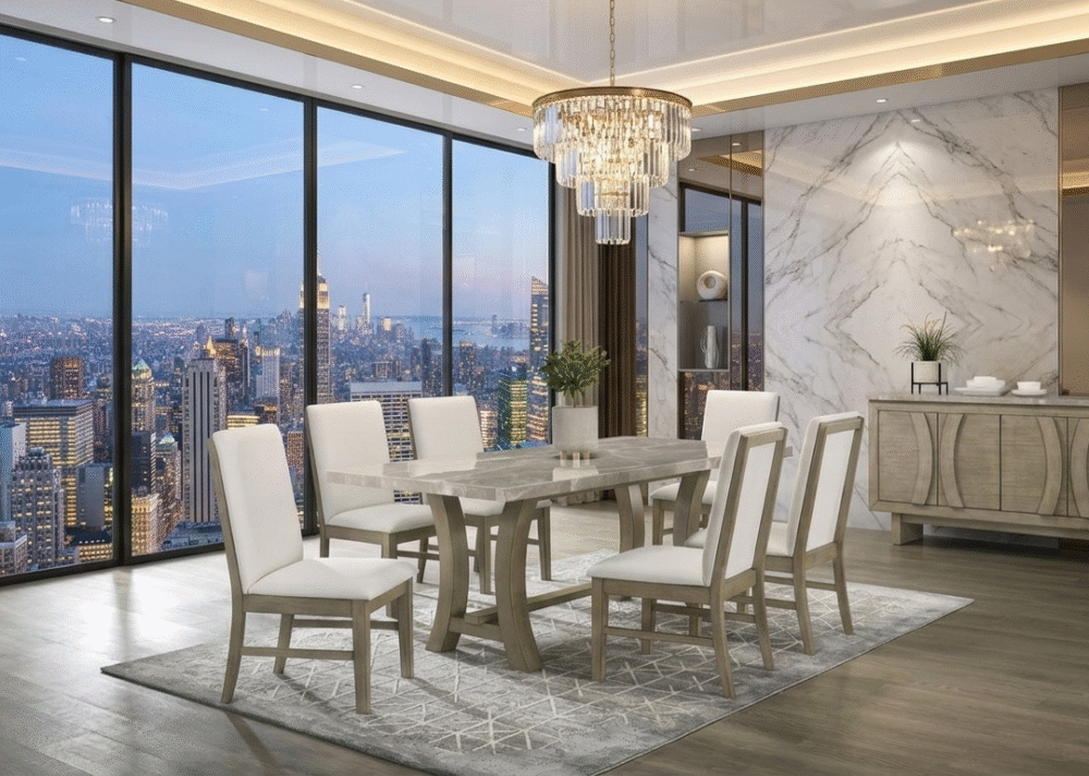 ROCO - (GENUINE MARBLE) Table & 6-Chairs
